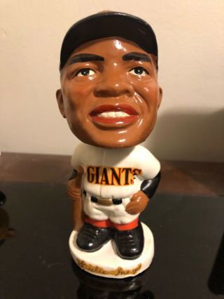 1960s White Base Willie Mays Bobblehead With Box