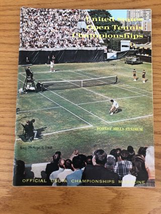 U S Open Tennis Program 1968 Vintage United States Association Arthur Ashe Wins