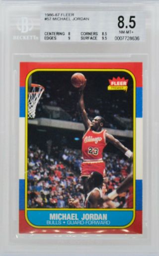 1986 - 87 Fleer Michael Jordan 57 Rc Bgs 8.  5 (top Sports Cards)