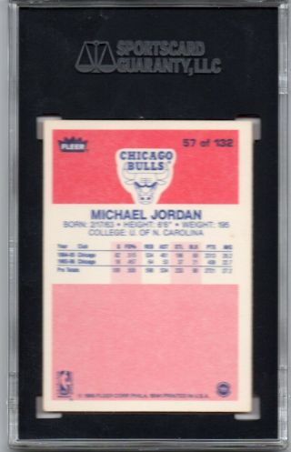 1986 87 FLEER MICHAEL JORDAN 57 SGC 7.  5 NM,  ROOKIE RC BULLS PREMIER 2