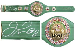 Floyd Mayweather Jr.  Authentic Signed Full Size Green Wbc Belt Bas Witnessed
