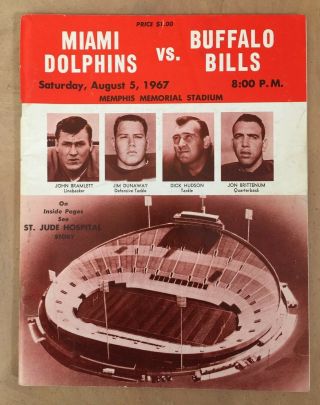 1967 Afl Buffalo Bills Vs Miami Dolphins Football Program - Bob Griese 2nd Game