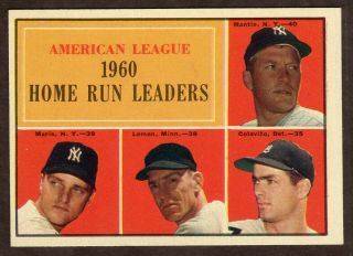 1961 Topps 44 Al Home Run Leaders Mantle / Maris / Lemon / Colavito Nm P24900