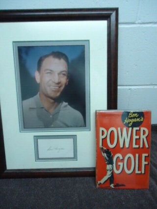 Ben Hogan Photo With Signed Index Card & Power Golf Signed 1st Edition