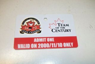 1972 Team Canada - H.  O.  F.  Induction Pass (hall Of Fame Rarity)