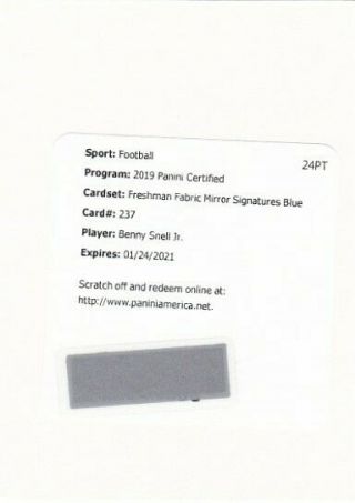Benny Snell Jr 2019 Certified Freshman Fabric Mirror Signature Blue Redemption