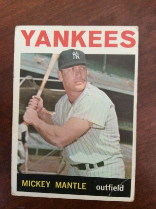 1964 Topps Mickey Mantle York Yankees 50 Baseball Cardvg Crease Lower Rt