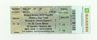 2019 Stanley Cup Final Game 7 Bruins Vs.  Blues Ticket Stub