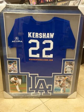 Clayton Kershaw Autographed Signed Framed Los Angeles Dodgers Jersey Shirt Psa