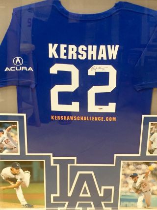 Clayton Kershaw Autographed Signed Framed Los Angeles Dodgers Jersey shirt PSA 2