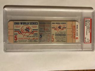 1960 World Series Game 5 Full Proof Ticket Yankee Stadium Psa Nm - Mt 8
