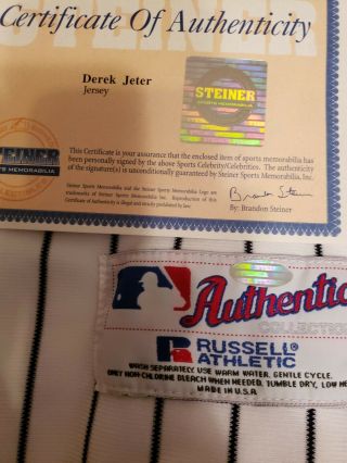 Derek Jeter Signed Yankees 2 Jersey Steiner Authentic Auto 3