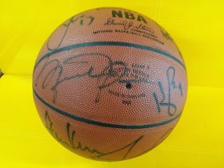 1995 - 96 Chicago Bulls 72 - 10 Champions Team Signed Basketball Jordan Bas Beckett
