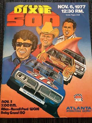 Nascar Race Program 1977 Atlanta Dixie 500.  Baby Grand 150.
