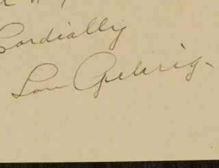 Lou Gehrig Signed Autographed Card/cut Signature 2 Comps