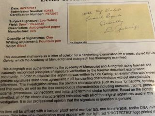 LOU GEHRIG Signed Autographed Card/Cut Signature 2 Comps 4