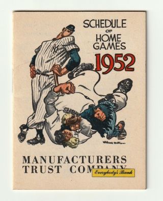 1952 Manufacturers Trust Ny Yankees,  Bklyn Dodgers,  & Ny Giants Pocket Schedule