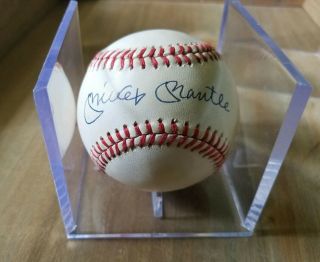 Mickey Mantle Autographed Baseball Ro - A Official Bobby Brown Rawlings