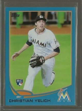 2013 Topps Update Christian Yelich Rc Wal Mart Blue Border Us290 Marlins Rookie