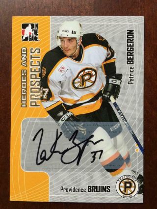 Patrice Bergeron 2005 In The Game Heroes & Prospects Rookie Auto Rc Bruins