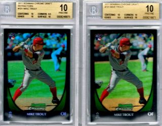 2011 Bowman Chrome 101 Mike Trout Chrome,  Refractor Rc Bgs 10 Pristine Perfect