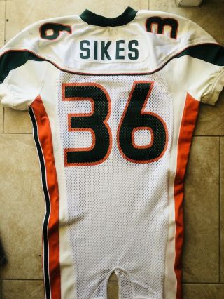 Miami Hurricanes Game Worn Issued Maurice Sikes Football Jersey Nike Size 44