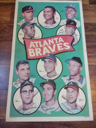 1969 Topps Team Posters 2 Atlanta Braves Hank Aaron