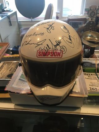 Autographed Nascar Indy 500 Helmet A.  J Foyt David Pearson James Garner And More