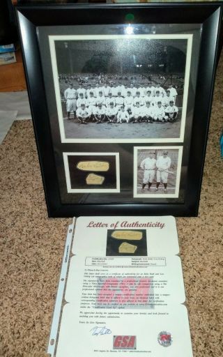 Babe Ruth / Lou Gehrig Autograph Cut,  One Of A Kind Piece Gsa Authenticated