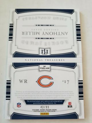 2018 National Treasures Anthony Miller Booklet Patch Auto /99 2