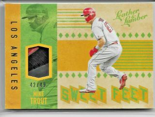 2019 Panini Leather & Lumber Baseball Mike Trout Sweet Feet 3cl Patch Shoe 42/49