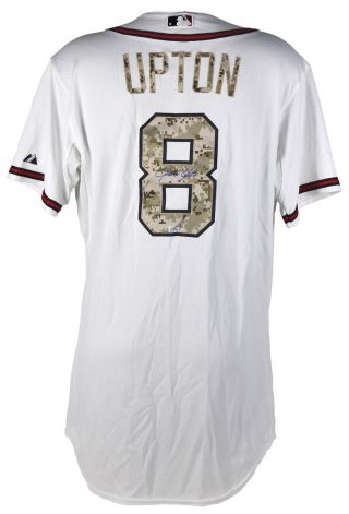 Braves Justin Upton Signed 2014 Military Memorial Day Game Jersey Mlb Holo