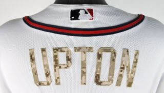 Braves Justin Upton Signed 2014 Military Memorial Day Game Jersey MLB Holo 3