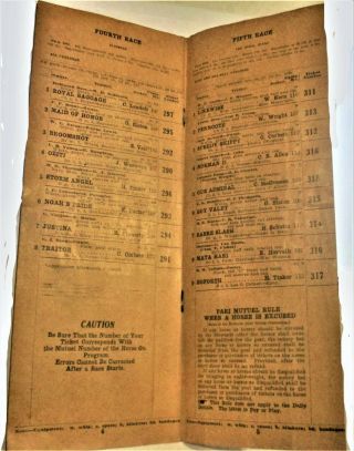 1933 KENTUCKY DERBY PROGRAM - ONLY ONE MARK IN PENCIL - NO TEARS OR WRINKLES 6