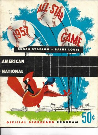 1957 All Star Game Program @ St.  Louis Al Survives Wild 9th For Win