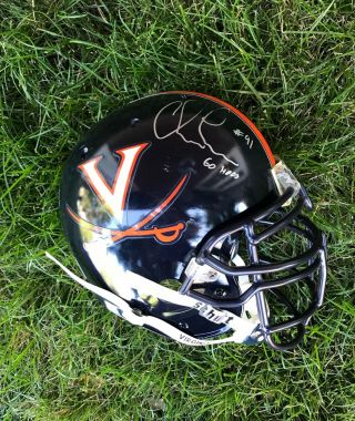 2005 - 07 U Of Virginia Game Football Helmet - Autographed By Chris Long