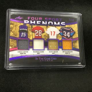 Vince Carter & Warrick Dunn 2019 Leaf In The Game Quad Jersey Relic 7/15 Jk