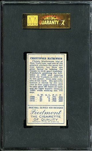 1911 T205 Gold Borders Christy Mathewson (HOF) SGC 84 NM 7 Piedmont,  SMR $7,  500 3