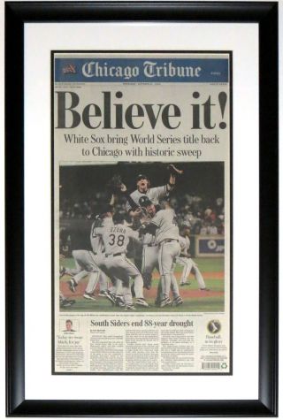 Chicago White Sox 2005 World Series Tribune Newspaper 10/27/05 Custom Framed