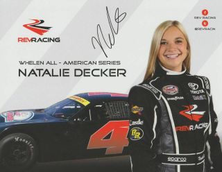 2015 Natalie Decker Signed Rev Racing Toyota Camry Nascar Whelen Postcard
