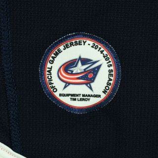 2014 - 15 Adam Cracknell Columbus Blue Jackets Game Worn Reebok Hockey Jersey 4