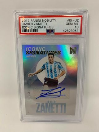 2017 Panini Nobility Soccer Iconic Javier Zanetti /200 Auto Argentina Psa 10