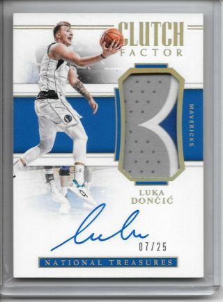 2018 - 19 National Treasures Luka Doncic Clutch Factor Auto Patch Rc Sp 7/25
