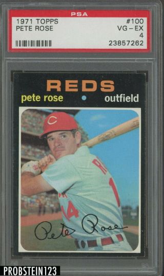 1971 Topps 100 Pete Rose Cincinnati Reds Psa 4 Vg - Ex