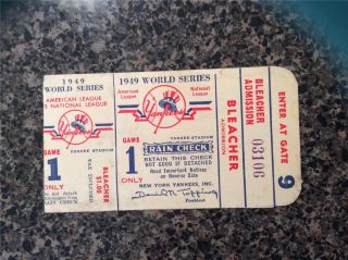1949 World Series Ticket Ny Yankees Brooklyn Dodgers G1