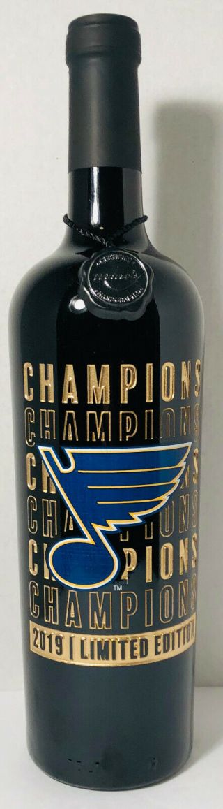 St.  Louis Blues 2019 Stanley Cup Champions Wine Bottle Limited Edition 1 Gloria