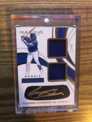 Vladimir Gurrero Jr 2019 Immaculate Patch Auto Rookie Matinee 11/49 Silver Ink
