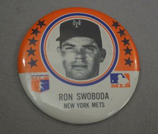 1969 Ron Swoboda York Mets Mlb Baseball Large 3 1/2 " Pin Button