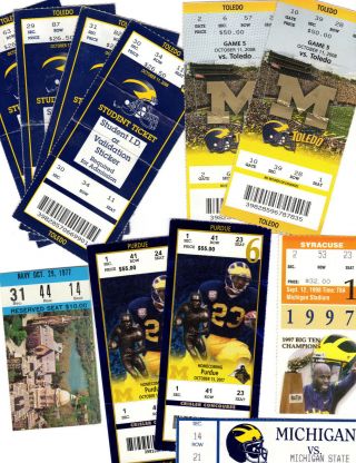 11 University Of Michigan Wolverines Football Ticket Stubs Great Gift