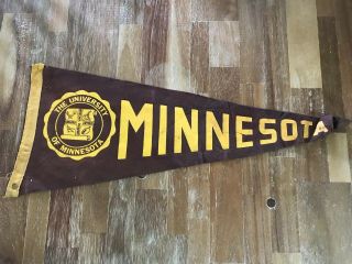 Vintage 1940s University Of Minnesota Felt Banner Pennant Gophers